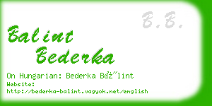 balint bederka business card